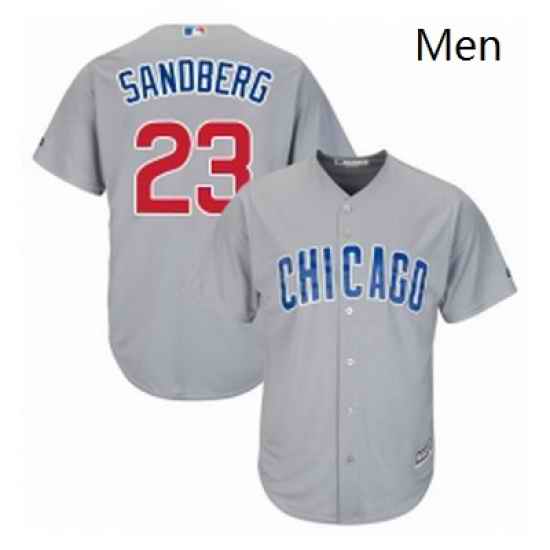 Mens Majestic Chicago Cubs 23 Ryne Sandberg Replica Grey Road Cool Base MLB Jersey